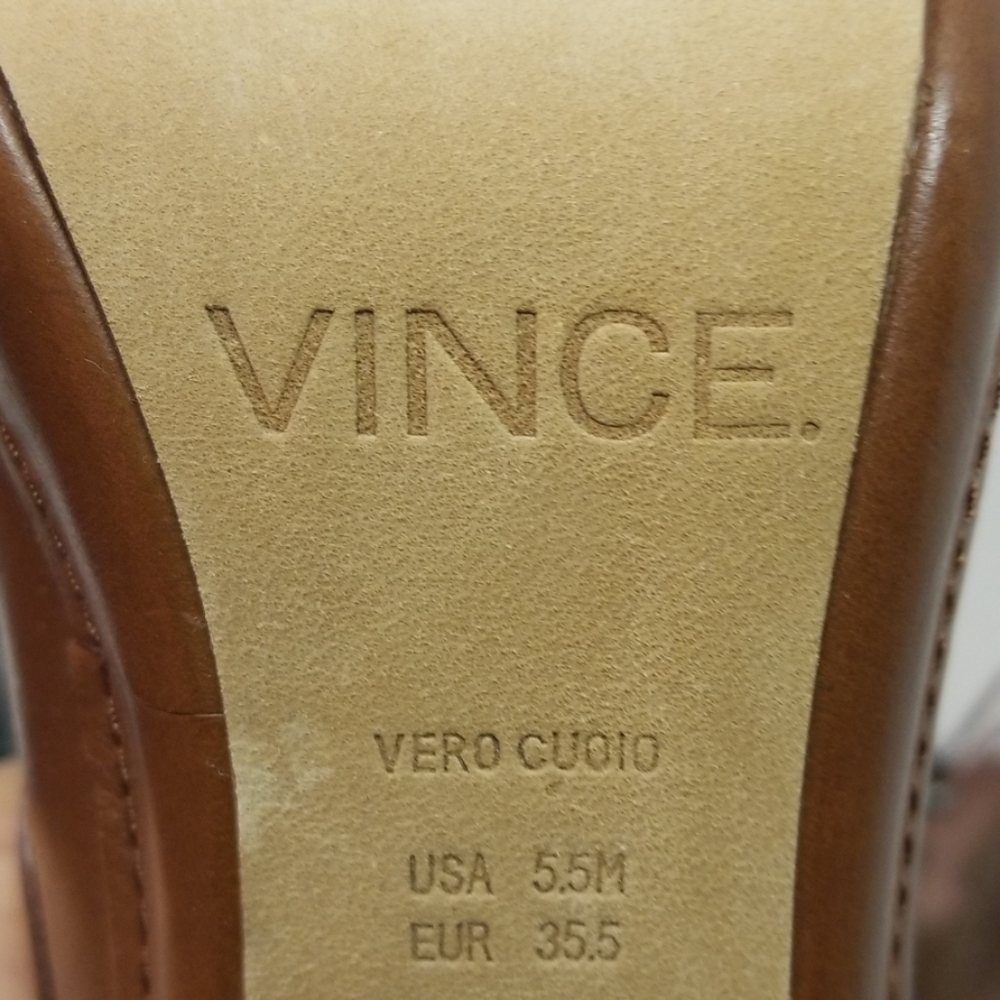 Vince Brown Leather Block Heel Mule Pumps - Picture 5 of 8